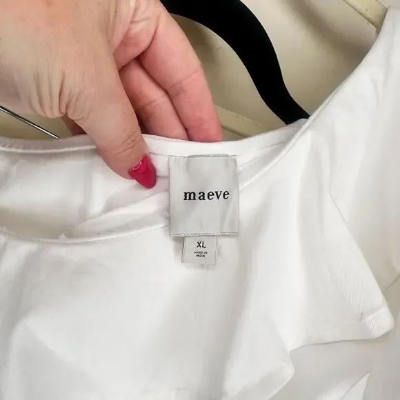 NWT Anthropologie Maeve One Shoulder Ruffled White Asymmetrical Top Blouse XL - Picture 6 of 11